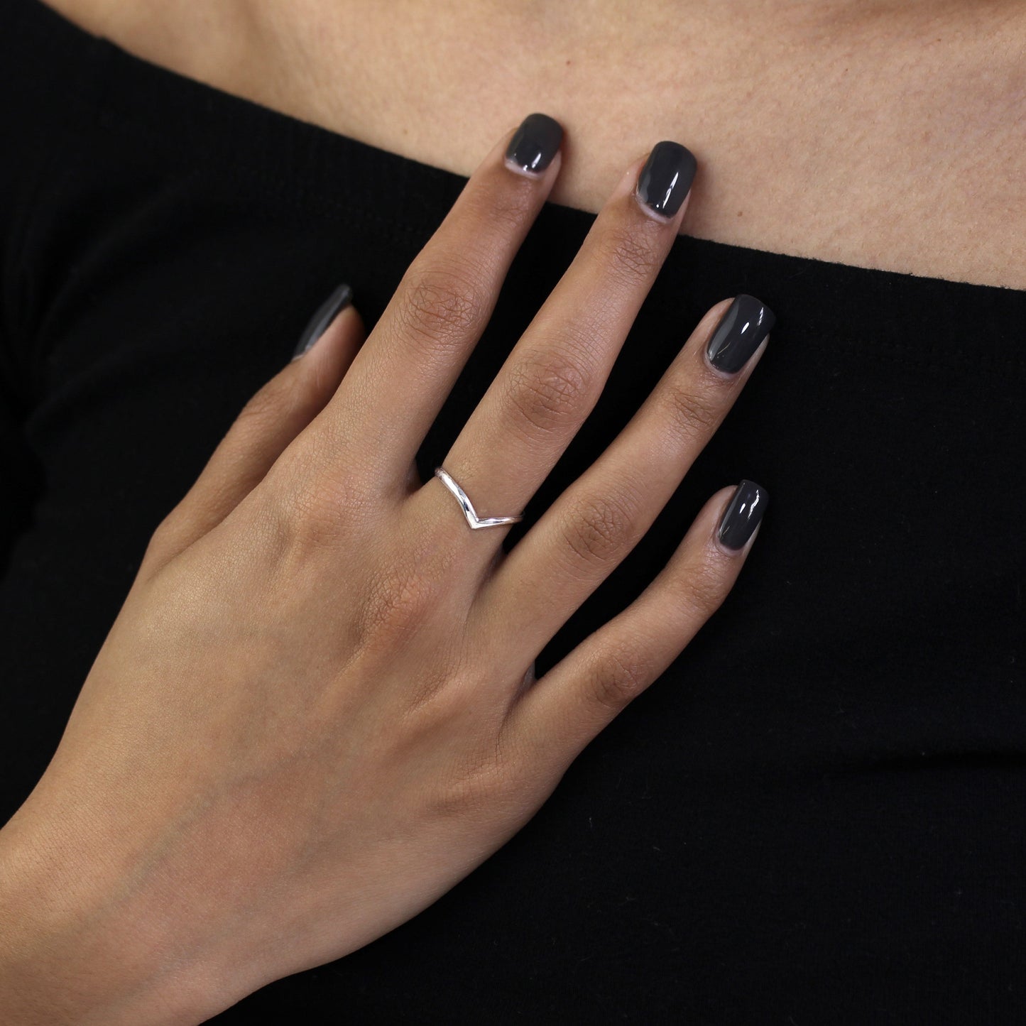 Sterling Silver 2mm Simple Wishbone Stacking Ring Size I-U