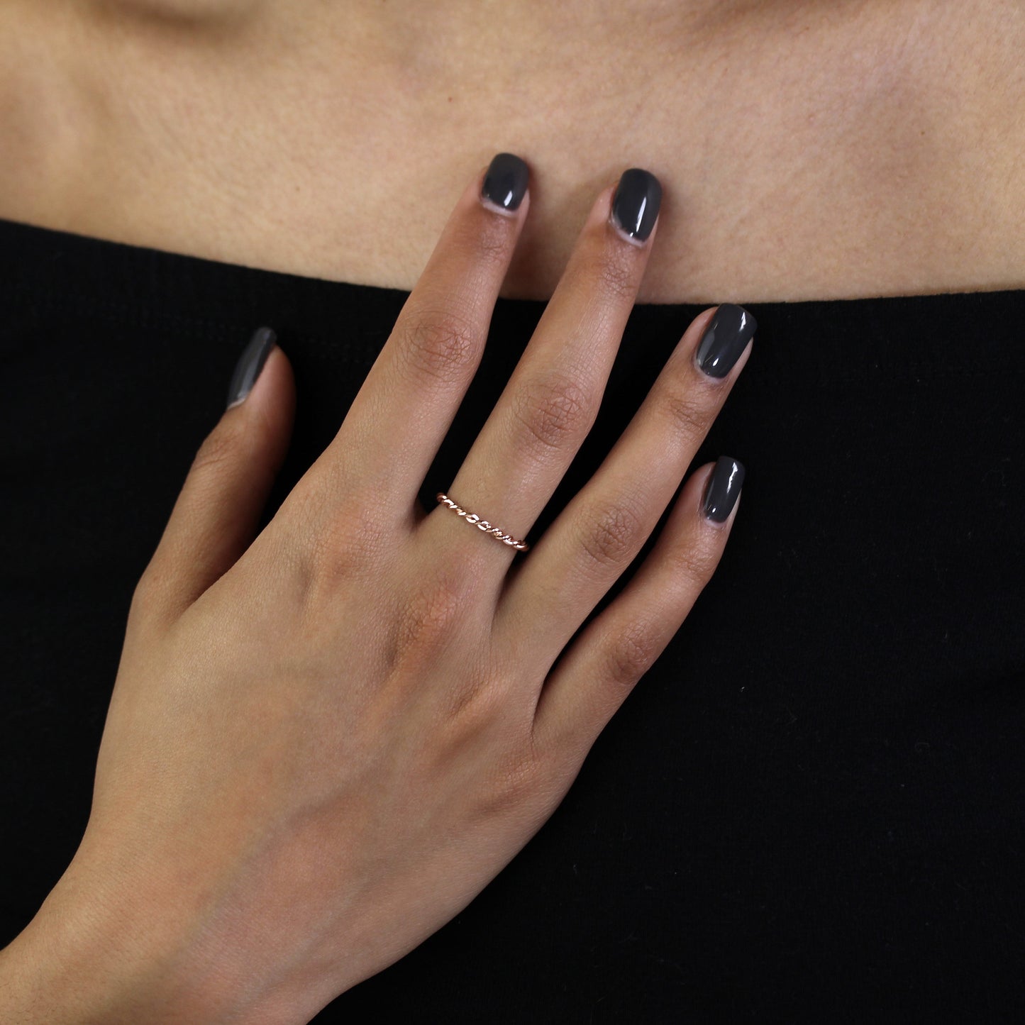 Rose Gold Plated Sterling Silver Twisted Rope Stacking Ring Size H - X