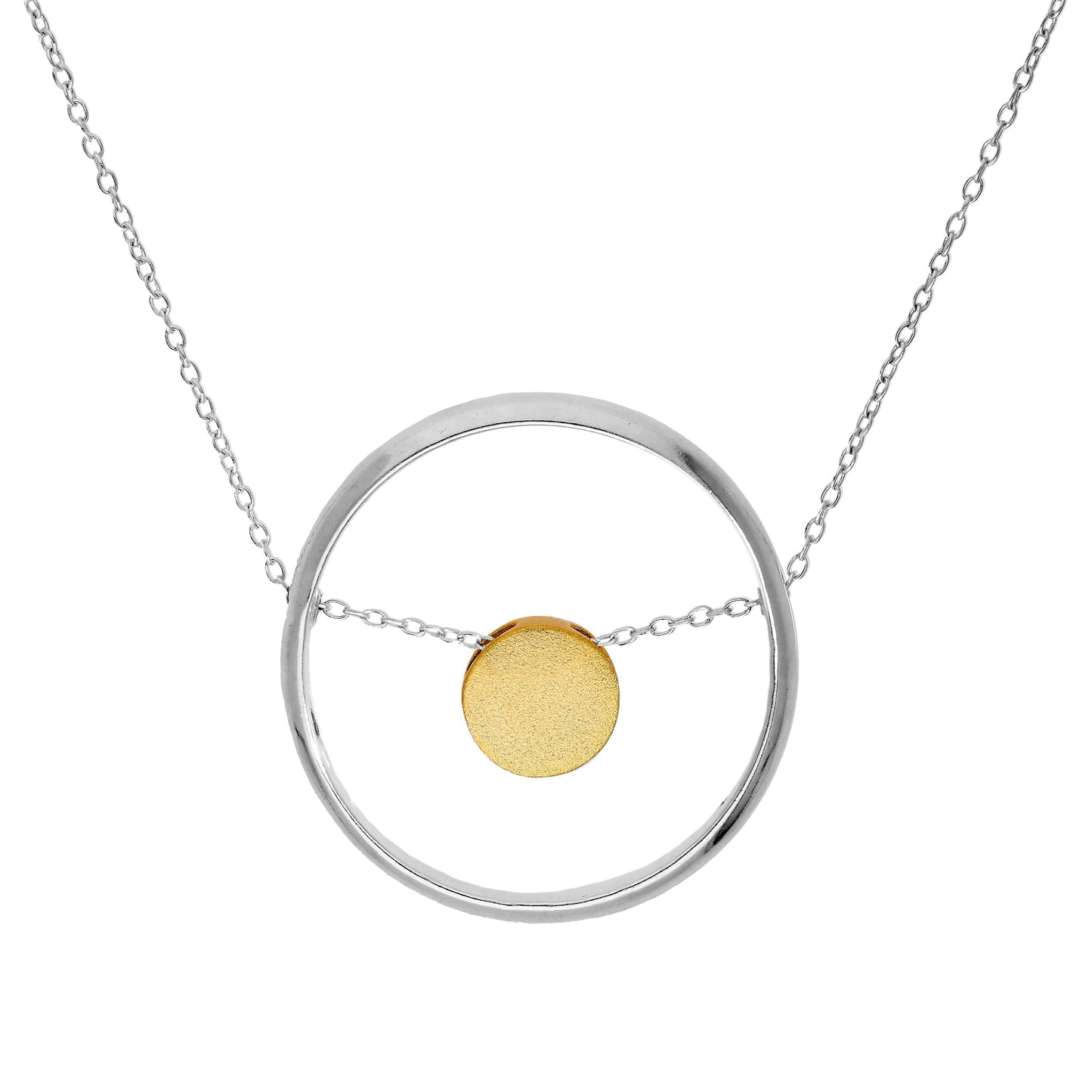 Sterling Silver Karma Moments Plated Bead & Ring Pendant Necklace 16 - 22 Inches