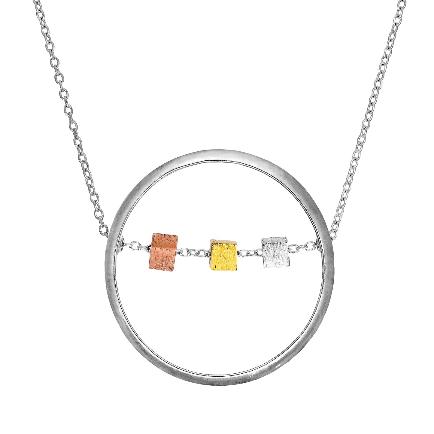 Sterling Silver Karma Moments Cube Bead & Ring Pendant Necklace 16 - 22 Inches