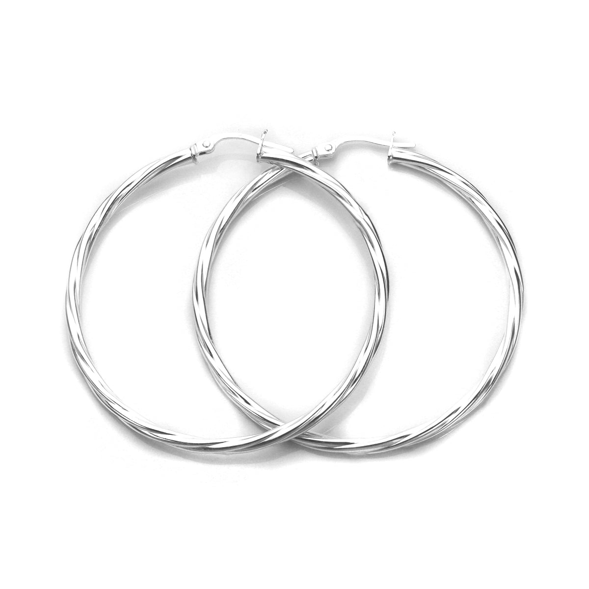 Sterling Silver Twisted 2.5mm Tube Creole Earrings - jewellerybox