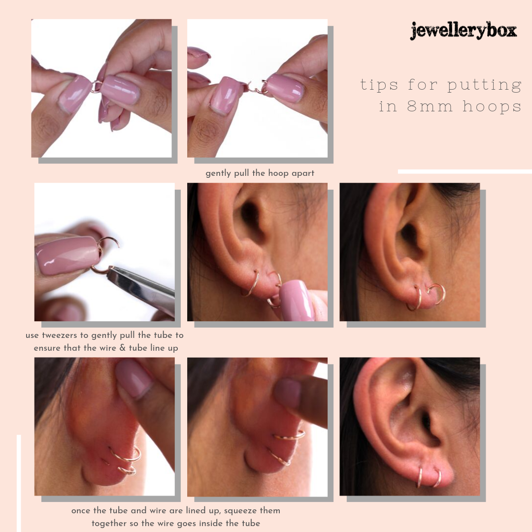 Sterling Silver 8mm Sleeper Hoop Earrings Set- Three Colours