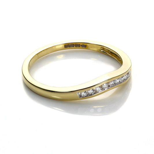 9ct Yellow Gold 0.1ct Diamond Wishbone Ring