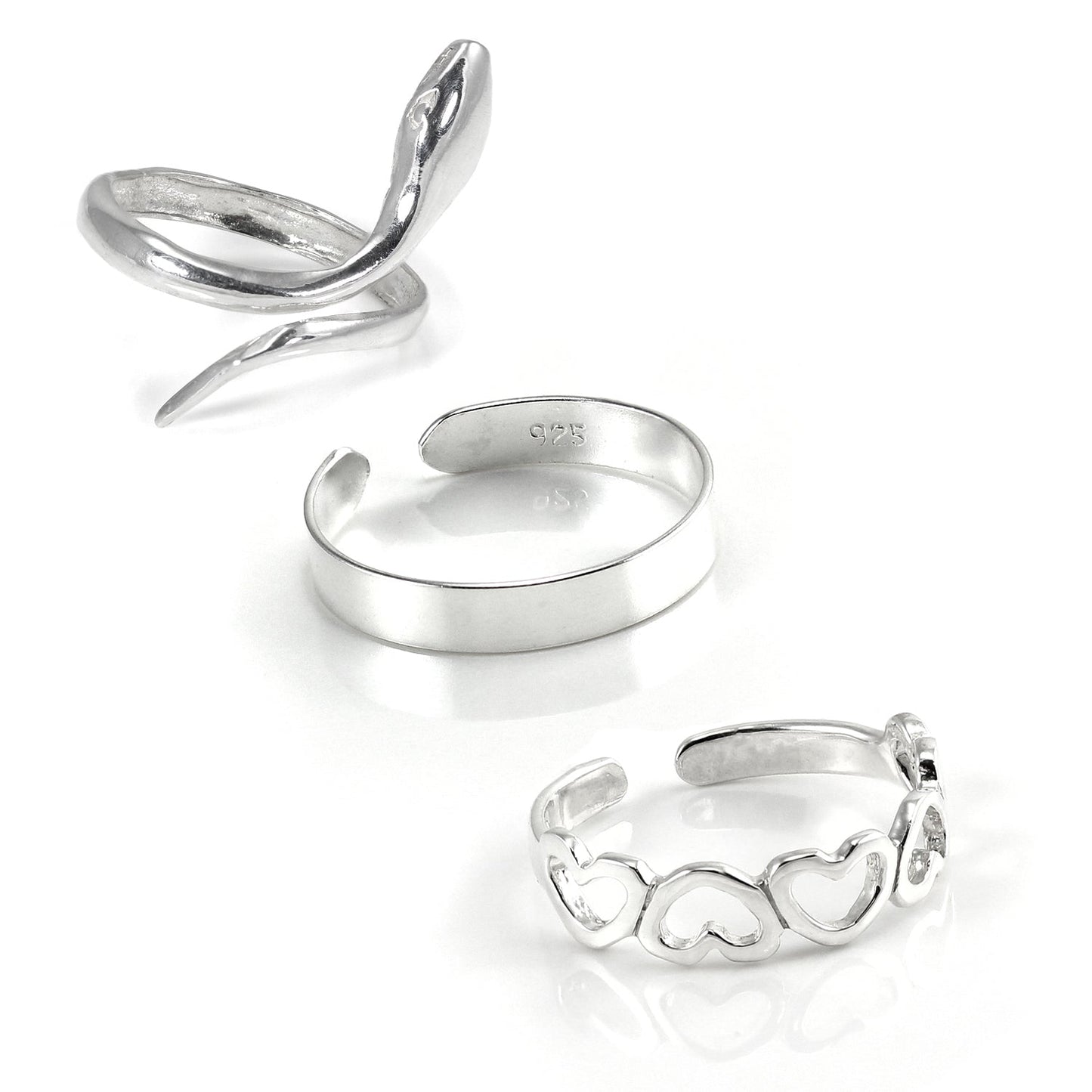 Sterling Silver Summer Toe Rings Set