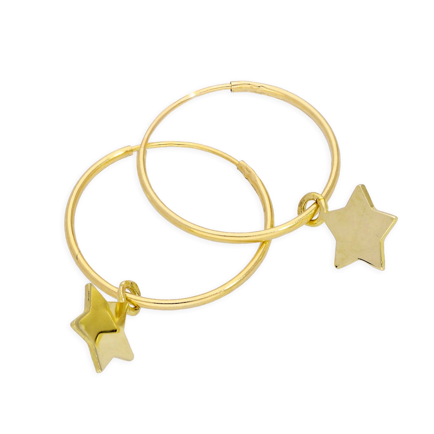 9ct Gold 10mm Charm Hoop Star Earrings