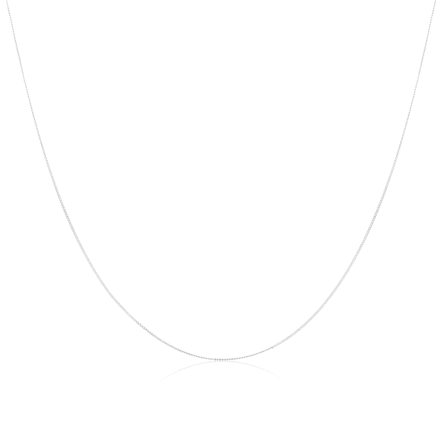 9ct White Gold Diamond Cut Curb Chain 16 - 18 Inches