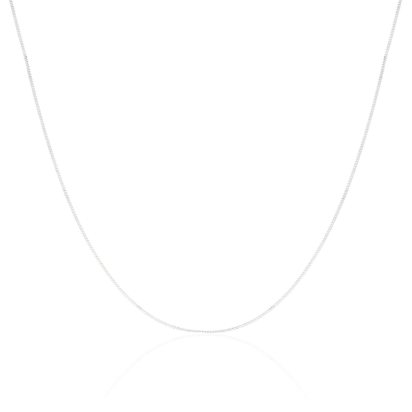 9ct White Gold Diamond Cut Curb Chain 16 - 18 Inches