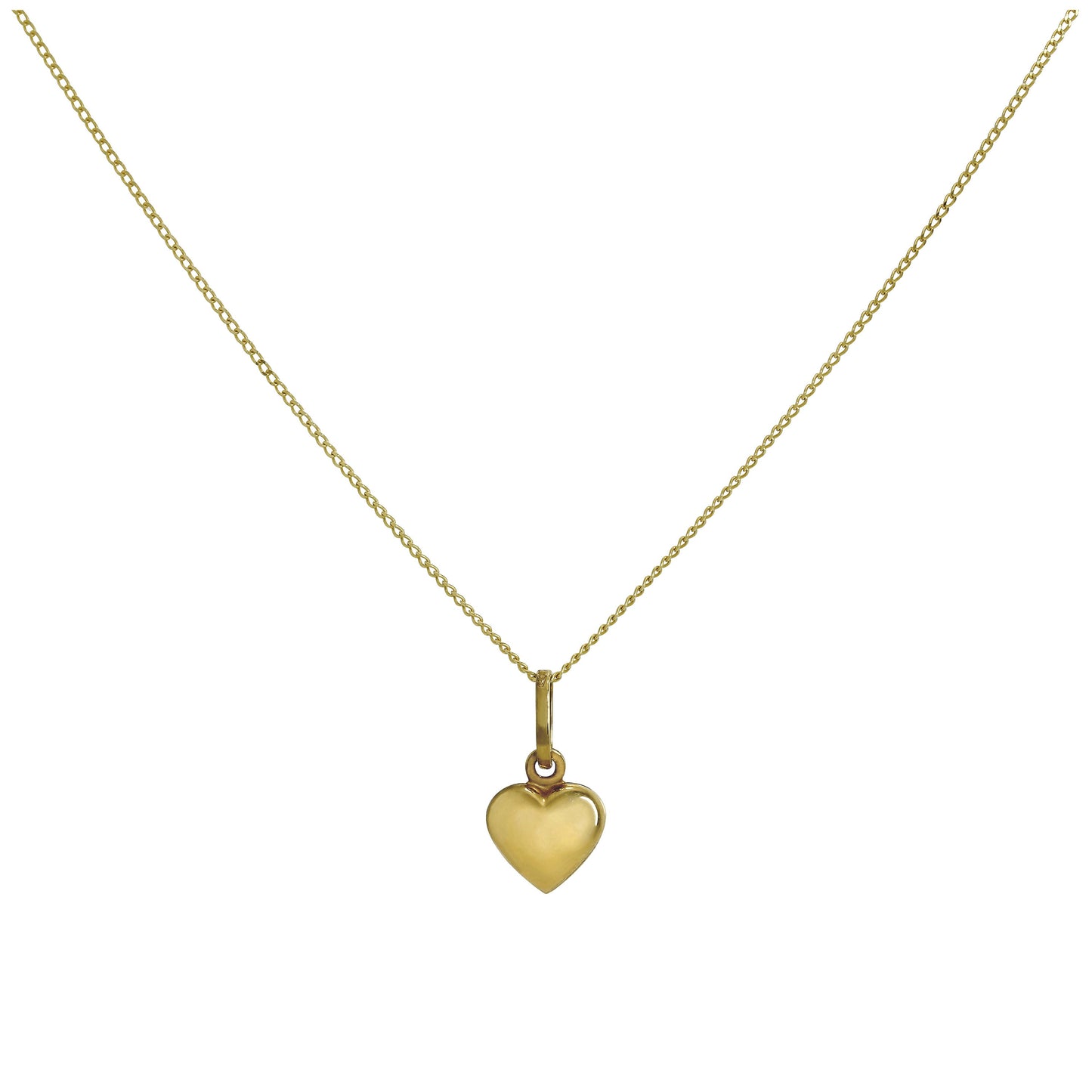 9ct Gold Hollow Tiny Puffed Heart Pendant Necklace 16 - 20 Inches