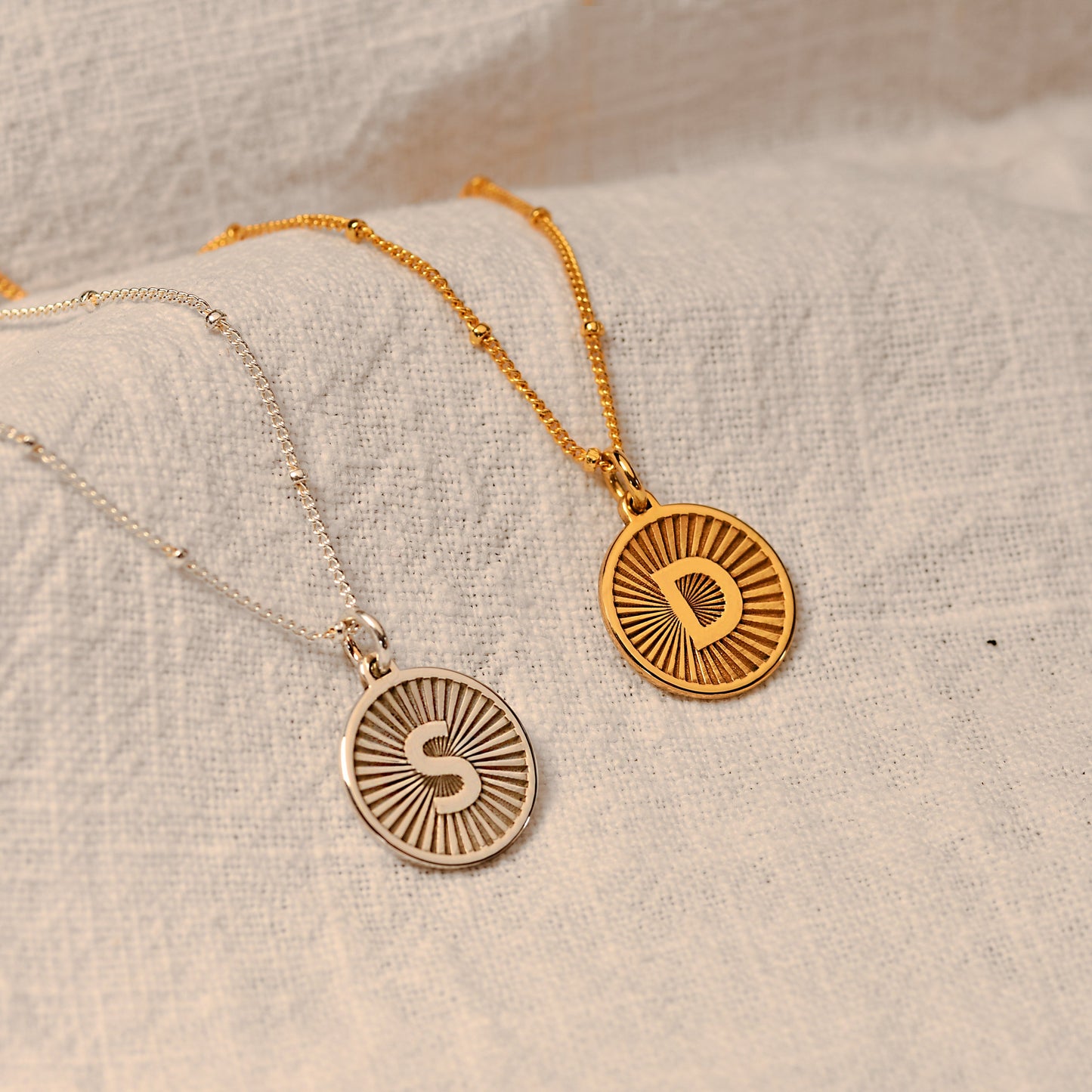 Personalised Sterling Silver Starburst Initial Necklace