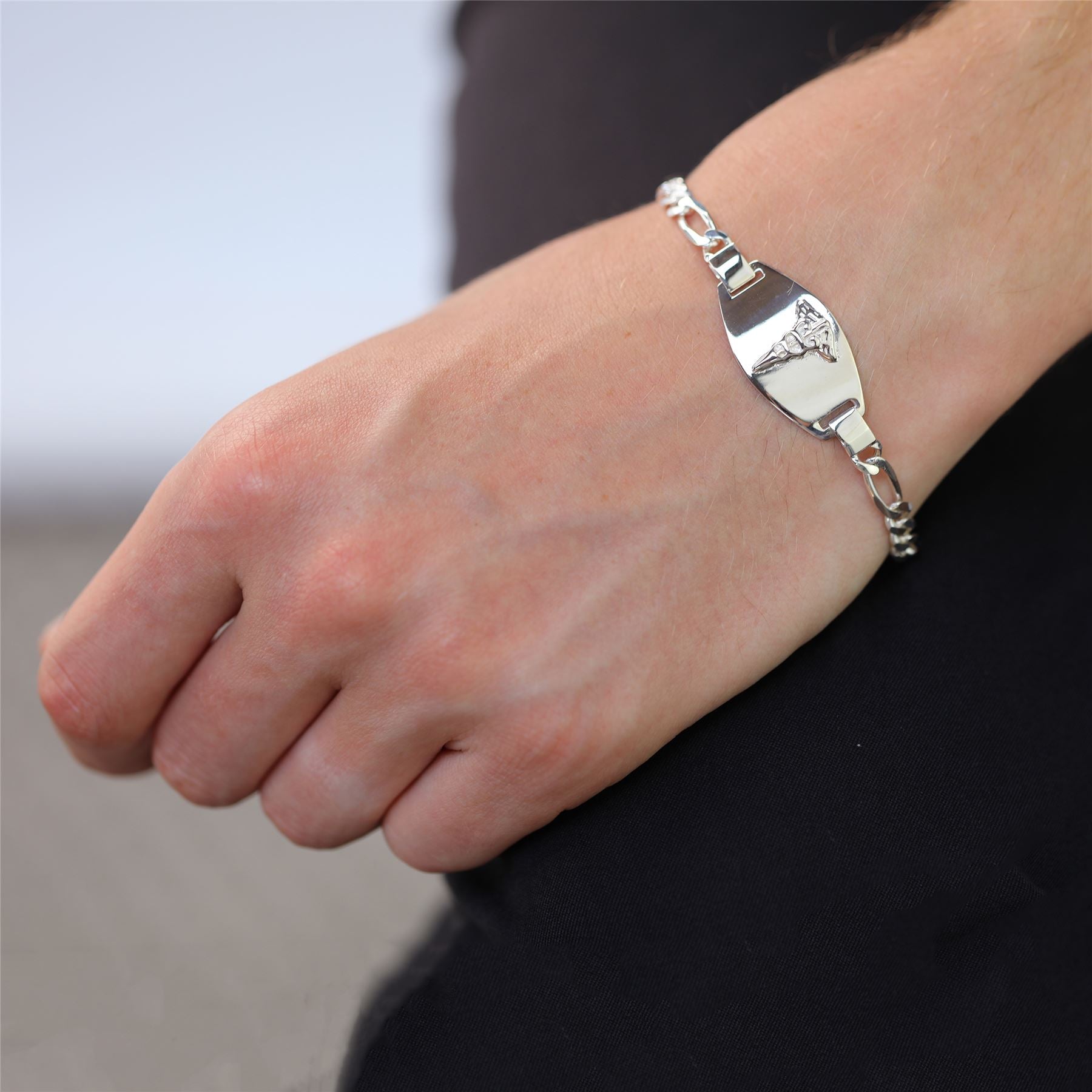 Sterling Silver 6mm Curb Engravable Medical Alert Bracelet 7.5 Inches