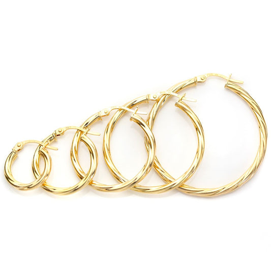 9ct Yellow Gold Twisted Creole Earrings