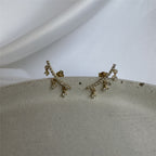 9ct Gold Clear CZ Climber Dangle Stud Earrings