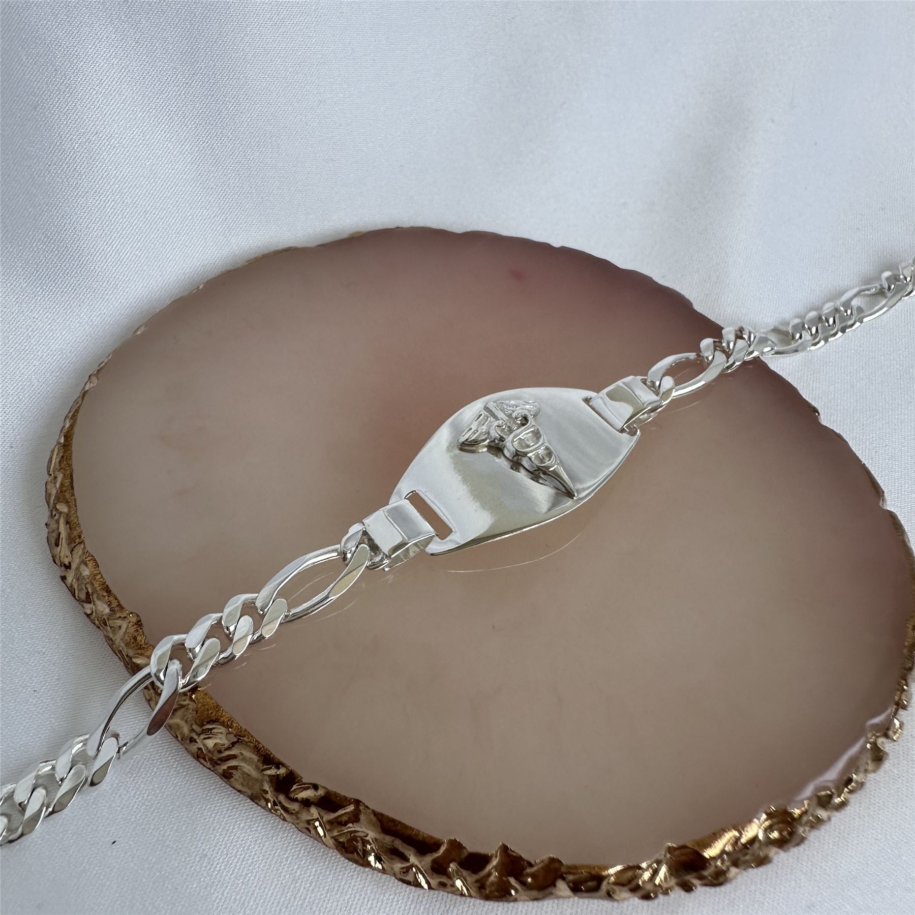 Sterling Silver 6mm Curb Engravable Medical Alert Bracelet 7.5 Inches