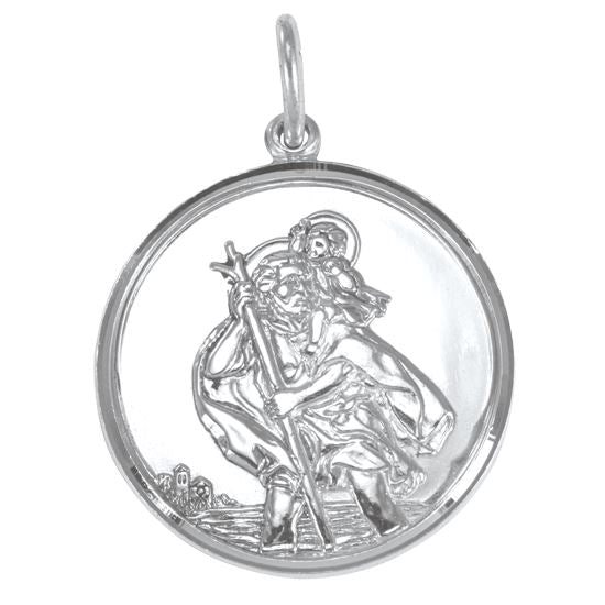 Sterling Silver St Christopher Pendant - Polished or Matt