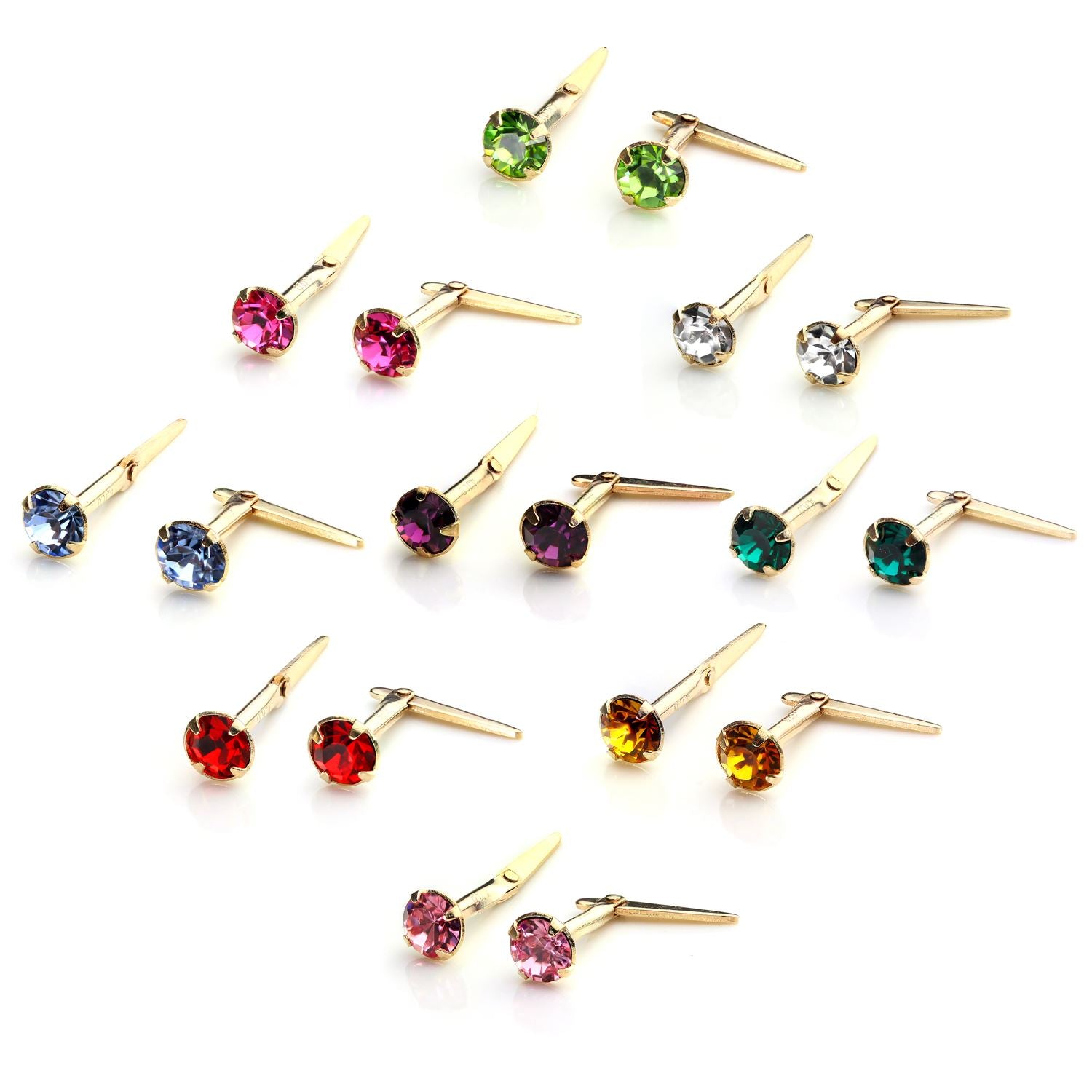 9ct Gold Andralok Stud Earrings with 3mm Crystal