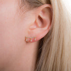 9ct Gold Clear CZ Climber Dangle Stud Earrings