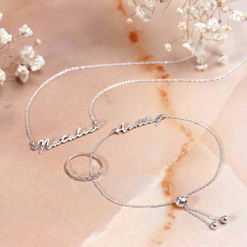 Personalised Sterling Silver Name Adjustable Ring