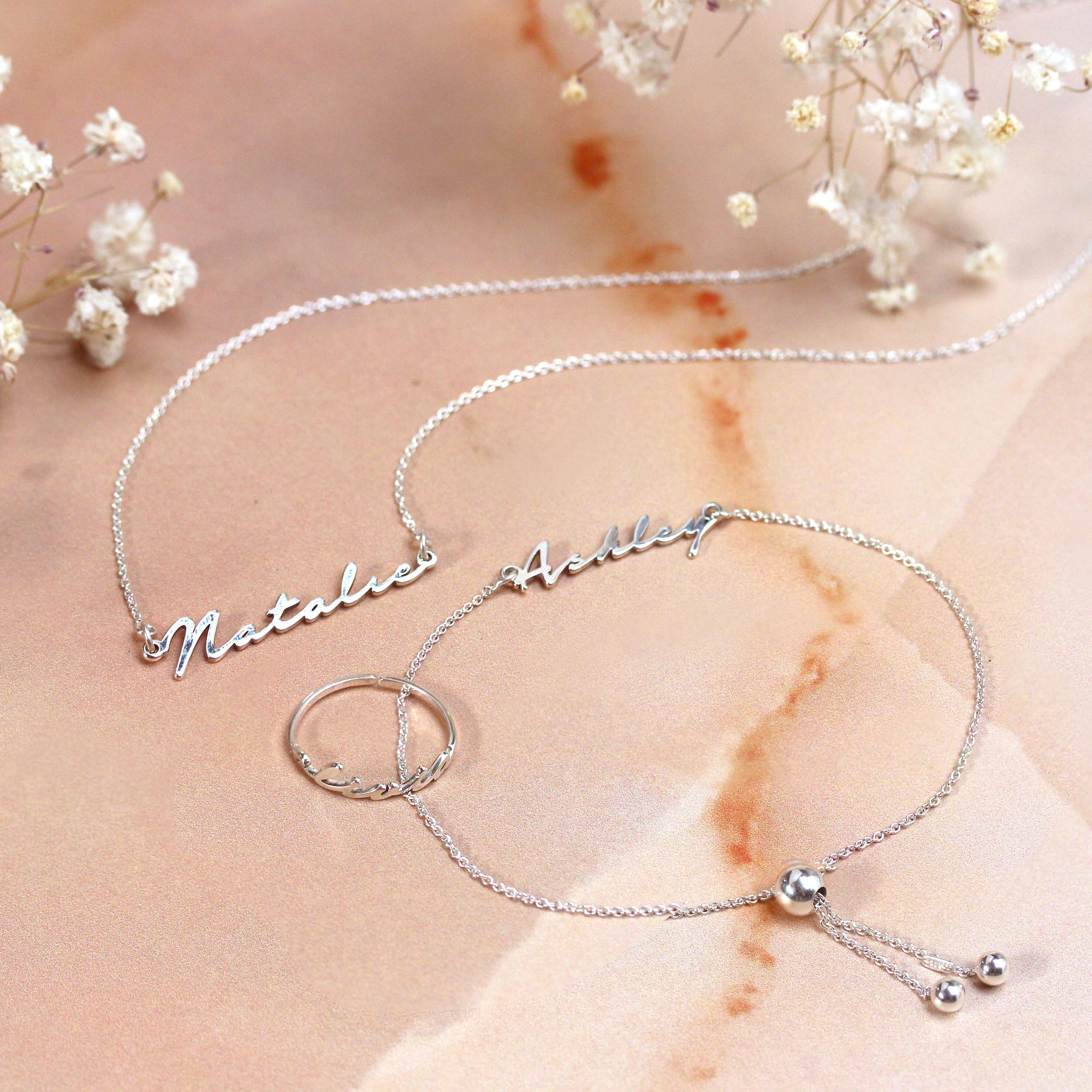 Personalised Sterling Silver Name Adjustable Ring