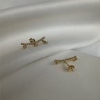 9ct Gold Clear CZ Climber Dangle Stud Earrings