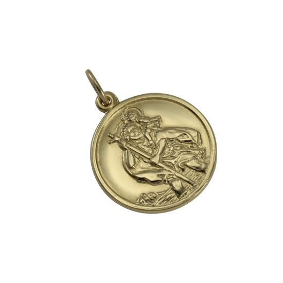 Gold St Christopher Pendant - Polished or Matt