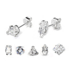 Sterling Silver Clear CZ Stud Earrings