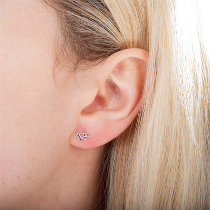 Sterling Silver Heart Beat Stud Earrings