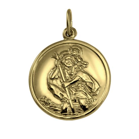 Gold St Christopher Pendant - Polished or Matt