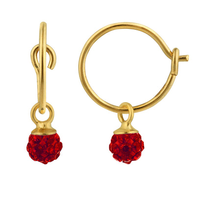 Gold Plated Sterling Silver & Colour Crystal Hoop Earrings