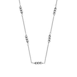 Sterling Silver Triple Bead 16 Inch Adjustable Necklace