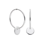 Sterling Silver Round Disc Charm Hoop Earrings 10 - 22mm