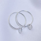 Sterling Silver Round Disc Charm Hoop Earrings 10 - 22mm