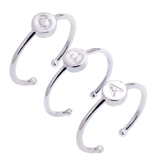Sterling Silver Alphabet Letter slider bead rings