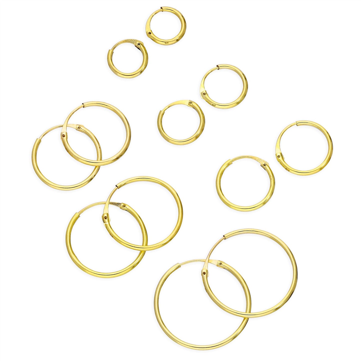 9ct Gold 1.2mm Tube Hoop Earrings 8mm - 20mm