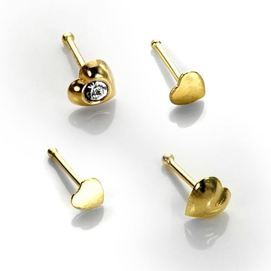 9ct Yellow Gold Heart Nose Studs