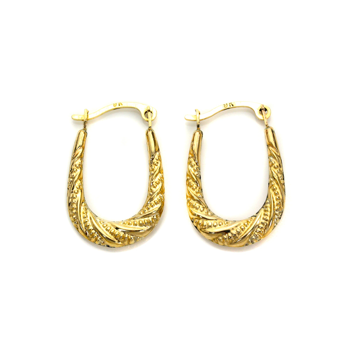9ct Gold Oval Twisted Creole Hoops