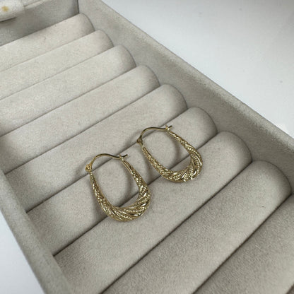 9ct Gold Oval Twisted Creole Hoops