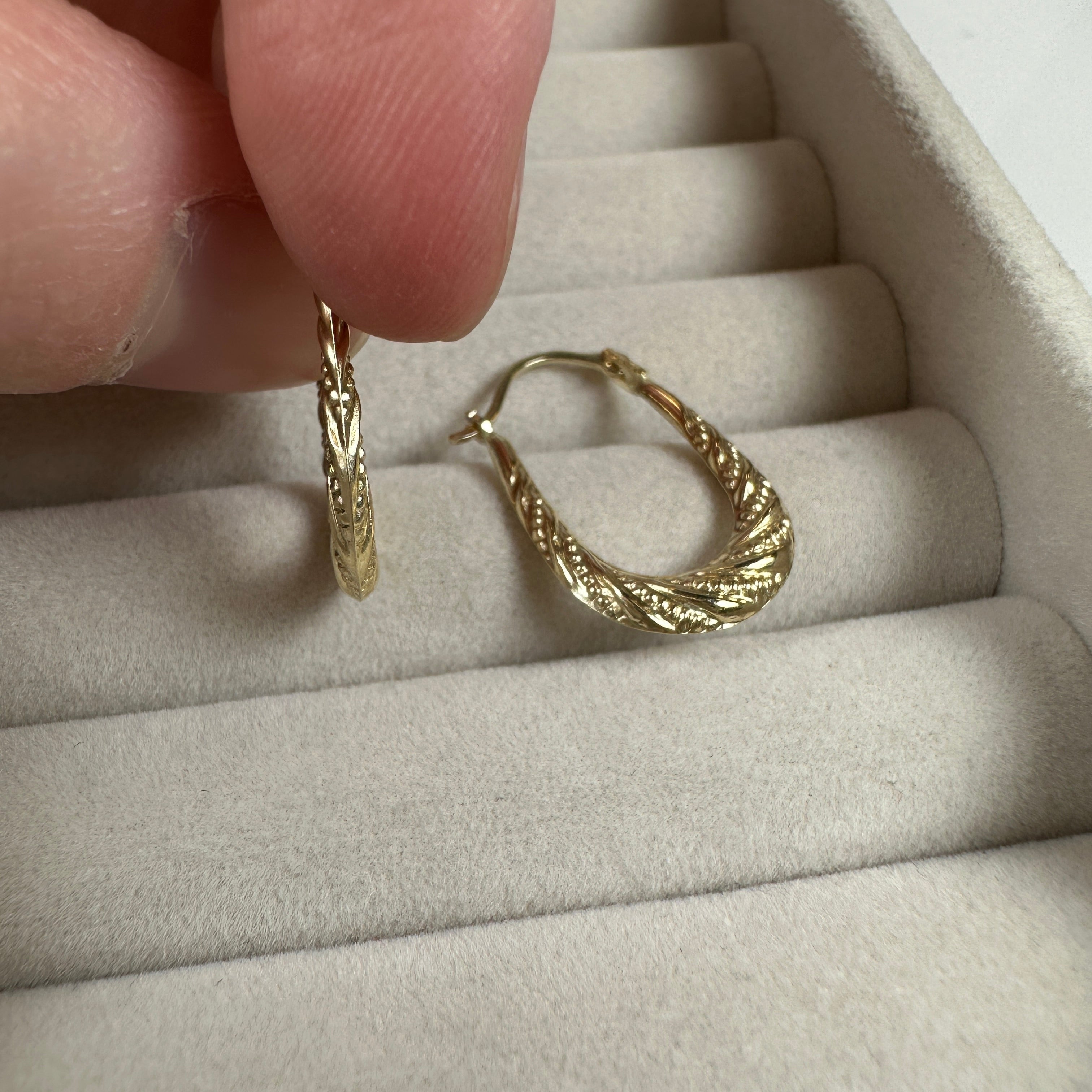 9ct Gold Oval Twisted Creole Hoops