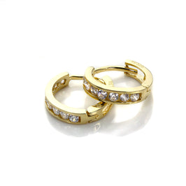 9ct Gold & Crystal CZ Huggy Earrings