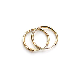 9ct Yellow Gold Plain 10mm Hoop Earrings