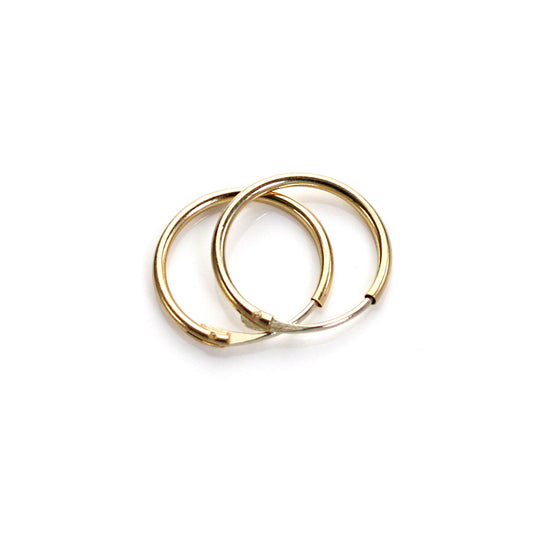 9ct Yellow Gold Plain 10mm Hoop Earrings