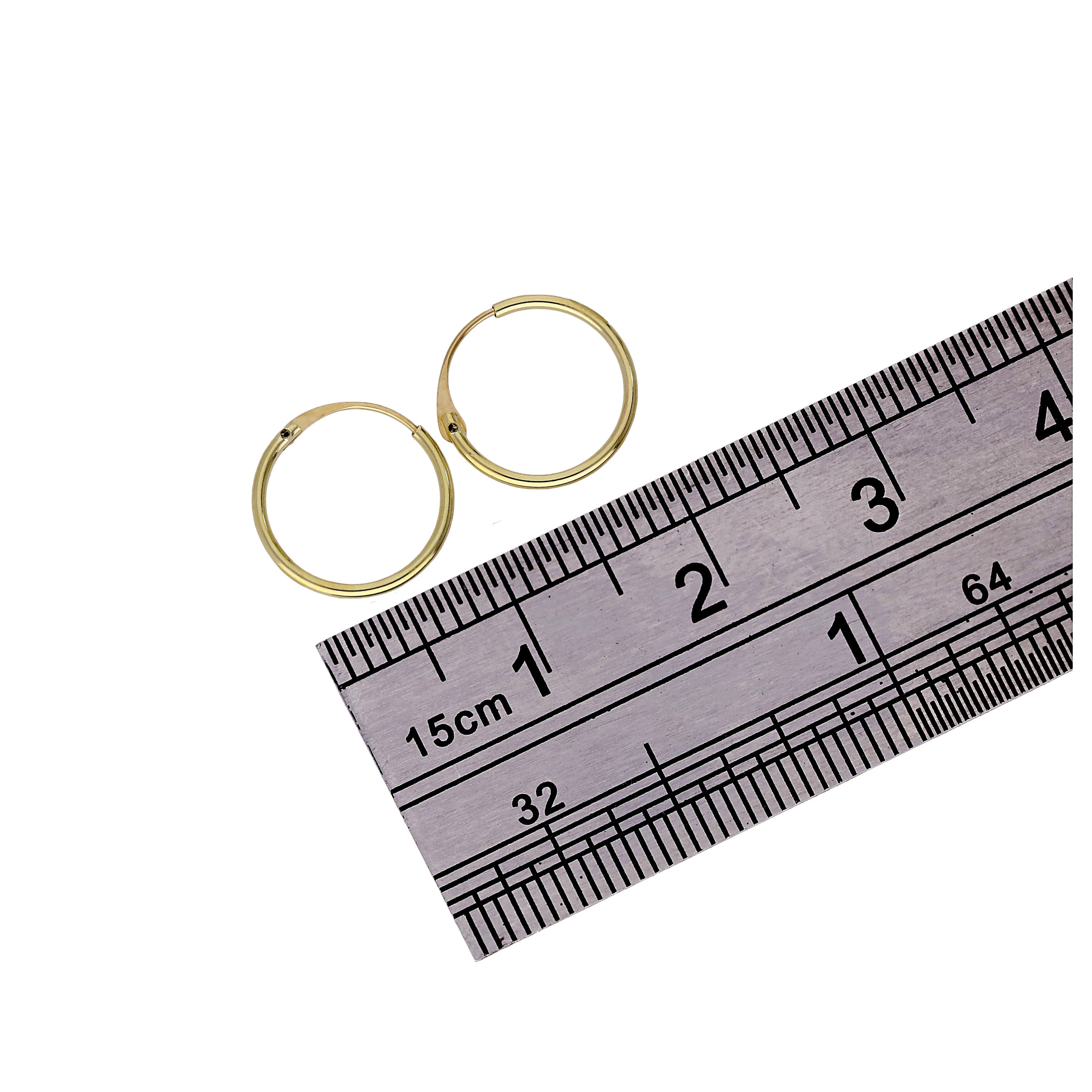 9ct Yellow Gold Plain 10mm Hoop Earrings