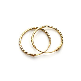 9ct Yellow Gold diamond cut 12mm Hoop Earrings
