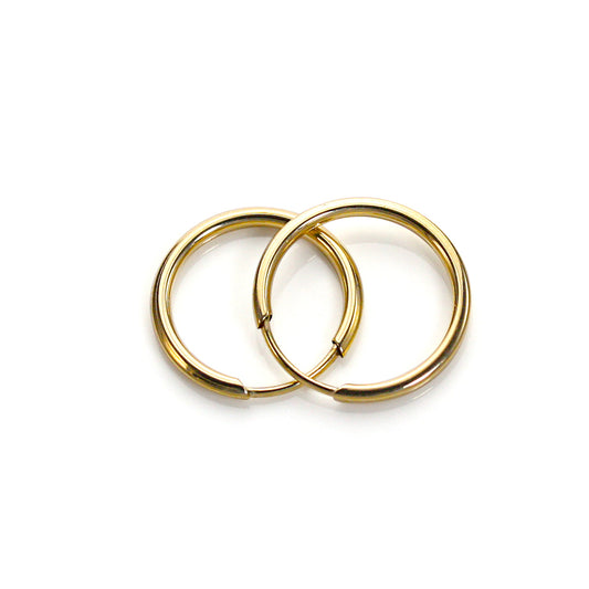 9ct Yellow Gold Plain 13mm Hoop Earrings