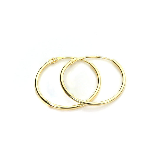 9ct Gold 14mm Hoops Sleeper Earrings