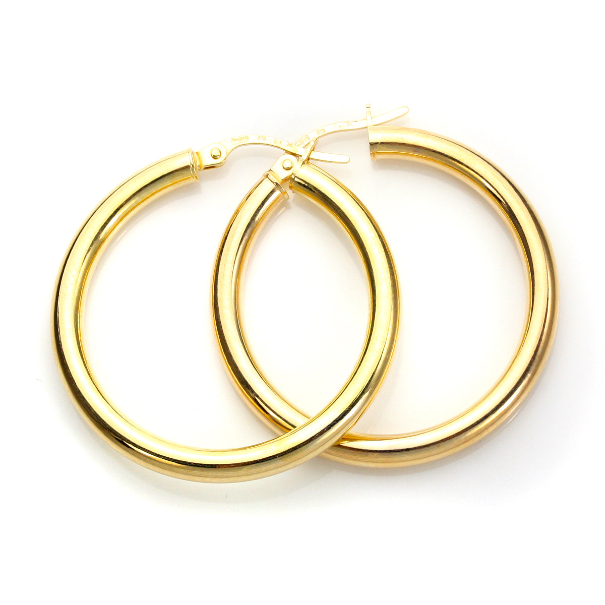 9ct Yellow Gold Plain Creole Earrings