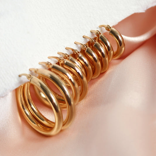 9ct Yellow Gold Plain Creole Earrings