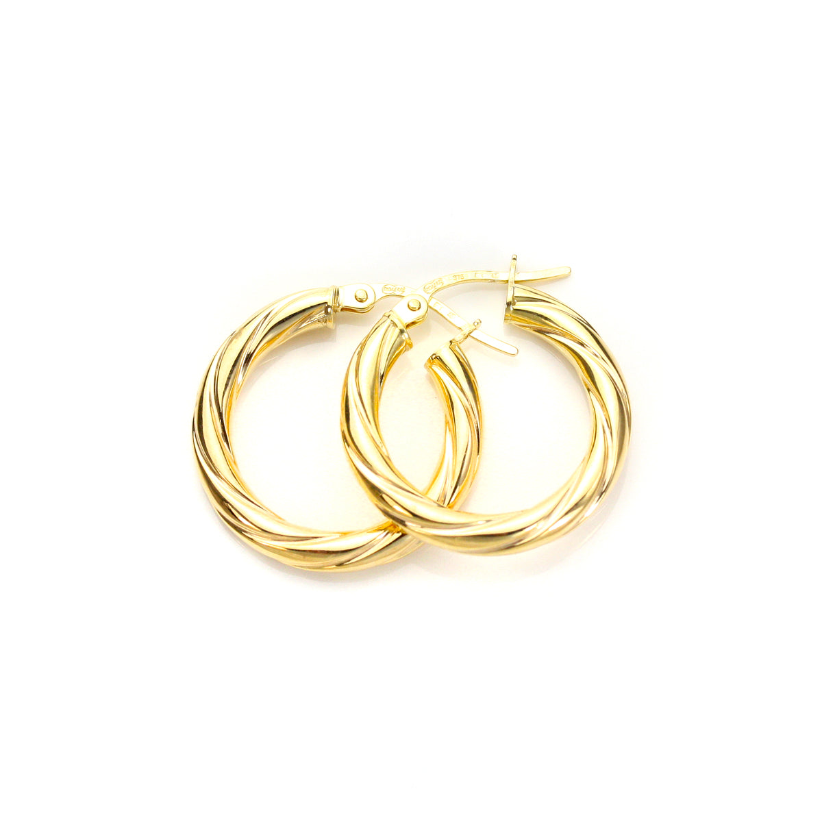 9ct Yellow Gold Twisted 3mm Creole Earrings