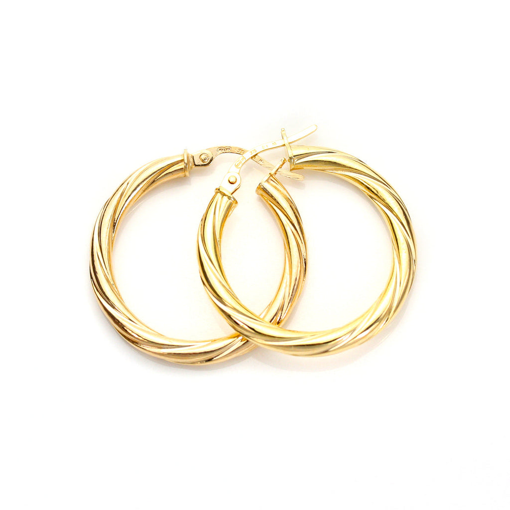 9ct Yellow Gold Twisted 3mm Creole Earrings
