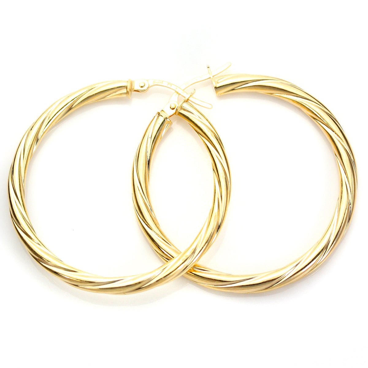 9ct Yellow Gold Twisted 3mm Creole Earrings