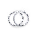 9ct White Gold Twisted 2mm Creole Earrings